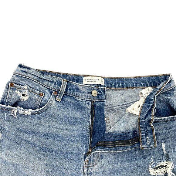 Abercrombie & Fitch Blue Distressed Denim Shorts - Picture 4 of 8